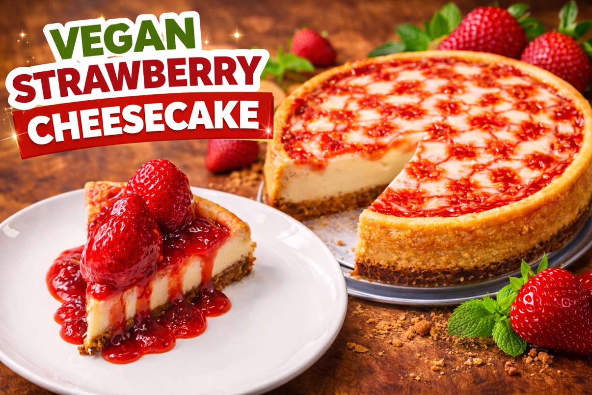 The Best Vegan Strawberry Cheesecake
