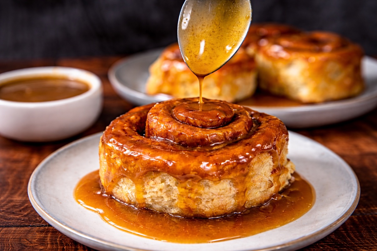 The Ultimate Vegan Cinnamon Rolls w/ Caramel Sauce