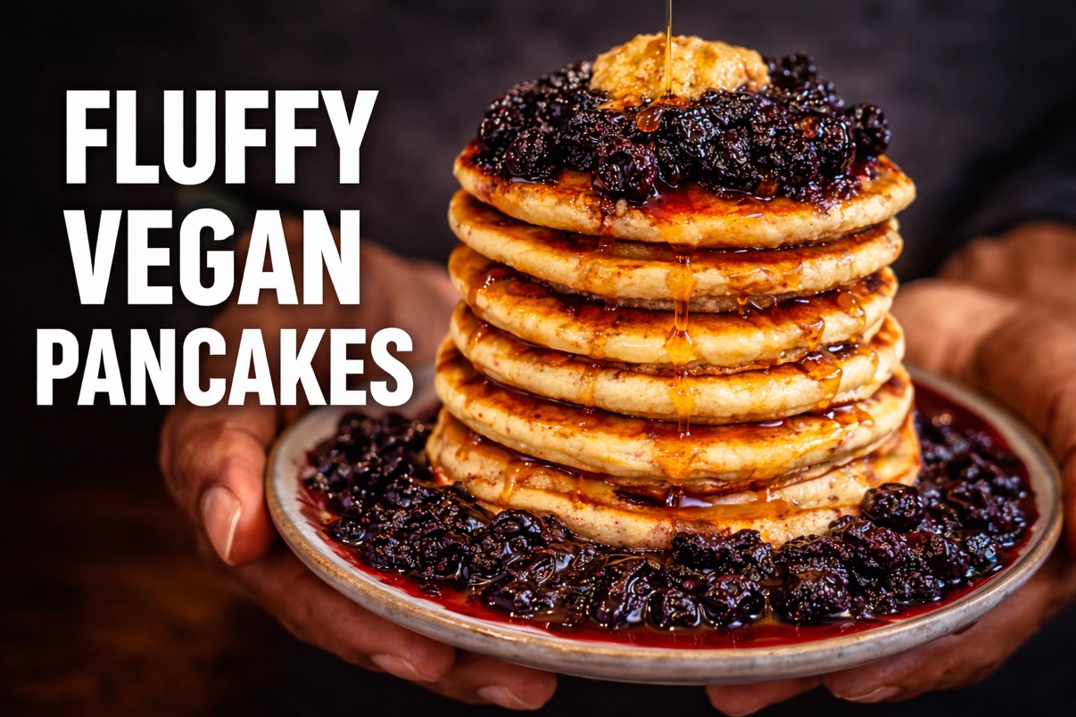 Vegan Buttermilk Pancakes w/ Blueberries & Brown Sugar Butter